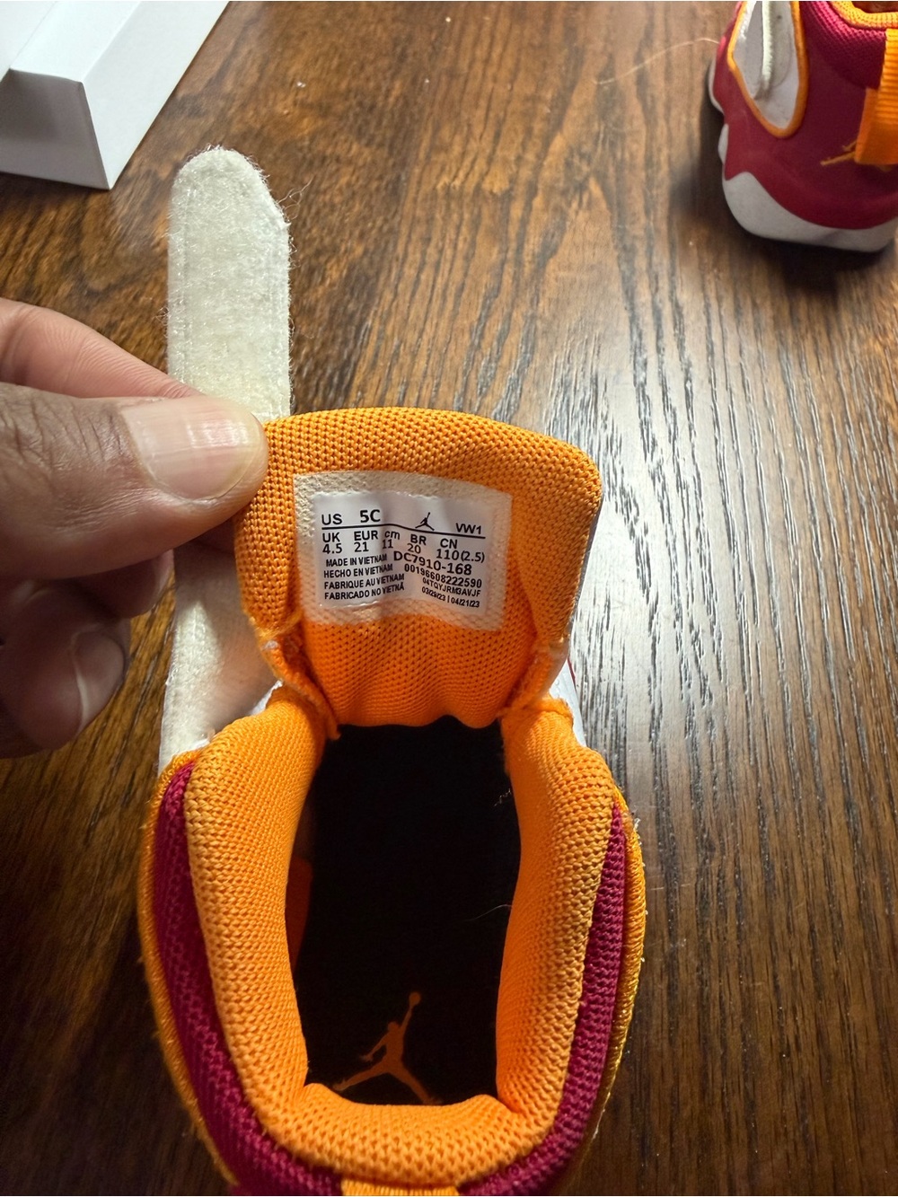 Jordan Kids Orange and Pink Low-Top Sneakers